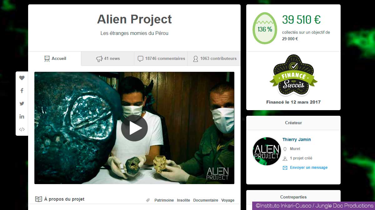 Crowdfunding Alien Project en Ulule